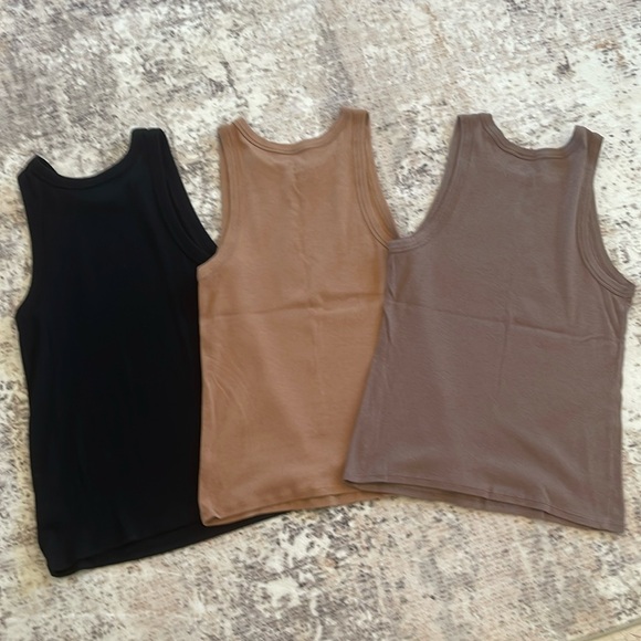 a new day Women's Slim Fit Ribbed High Neck Tank Tops in Beige, Taupe & Black - Picture 3 of 4